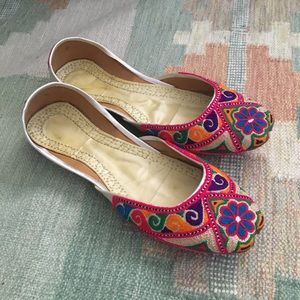 Handmade Embroidered Boho India Flats